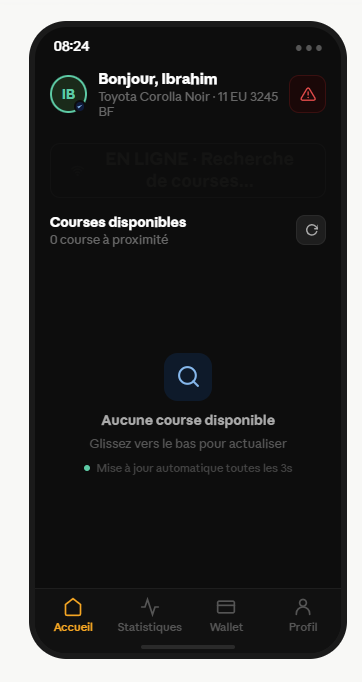 Accueil conducteur en ligne